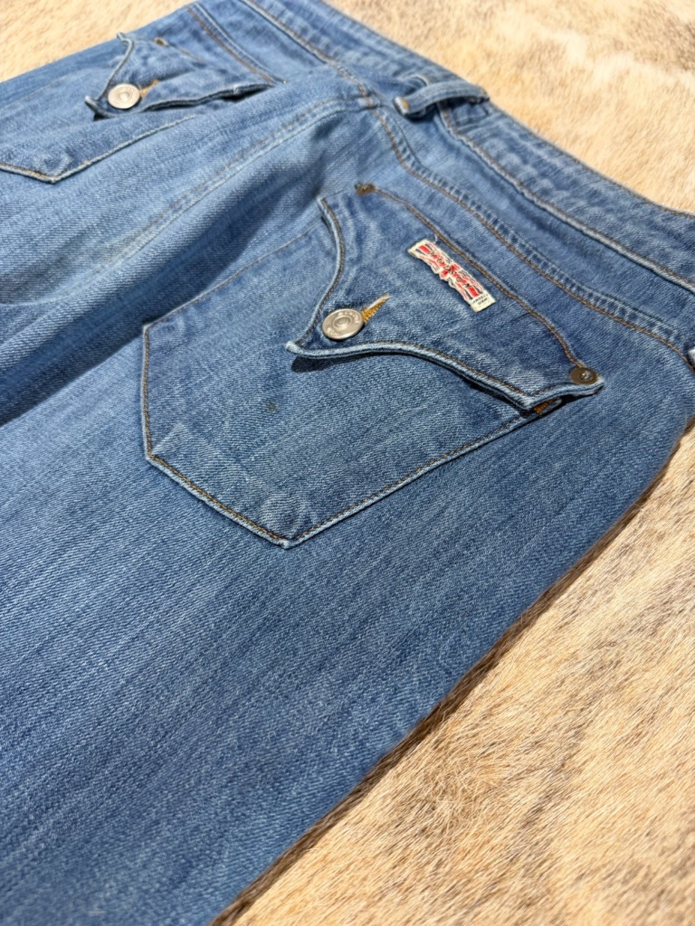 Hudson Jeans Made in USA Size 29 Straight Leg Cuffed Hem Flap Pocket Denim - Picture 8 of 15